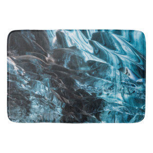 Blue Ice Abstract In Ice Cave Bath Mat