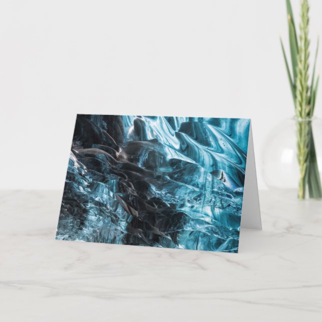 Blue Ice Abstract In Ice Cave Card (Front)