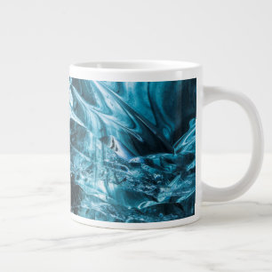 Blue Ice Abstract In Ice Cave Large Coffee Mug