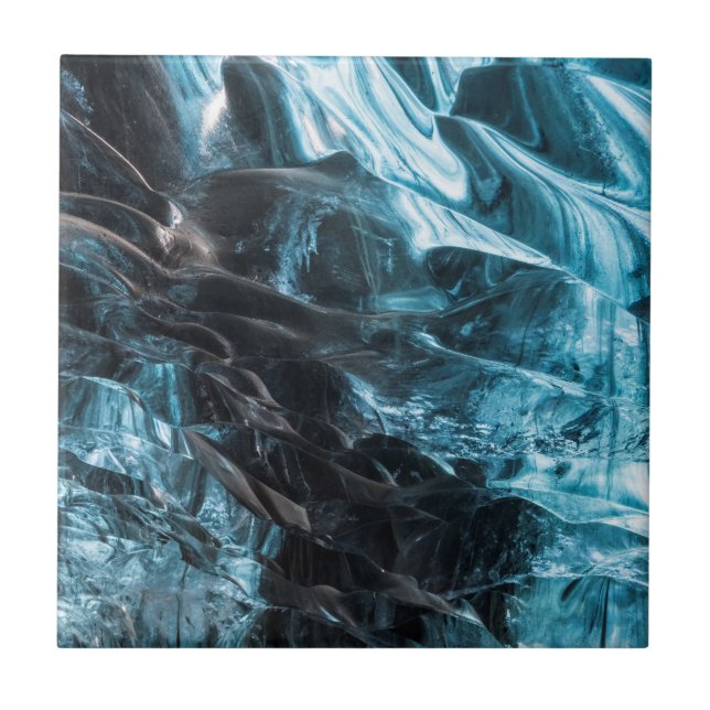 Blue Ice Abstract In Ice Cave Tile (Front)
