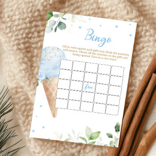Blue Ice Cream Baby Shower Bingo Game