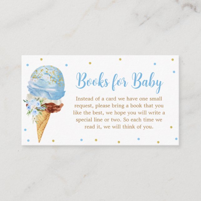 Blue Ice Cream Baby Shower Books for Baby Enclosure Card (Front)