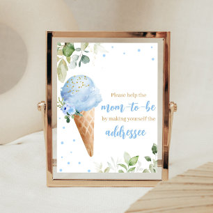 Blue Ice Cream Baby Shower Envelope Station Sign