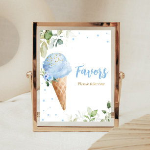 Blue Ice Cream Baby Shower Favours Sign