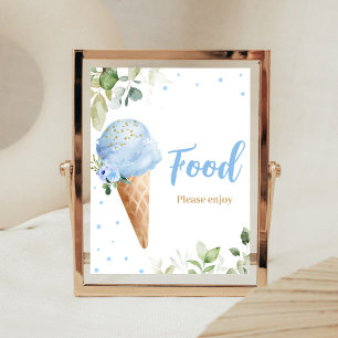 Blue Ice Cream Baby Shower Food Sign