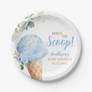 Blue Ice Cream Baby Shower Paper Plate