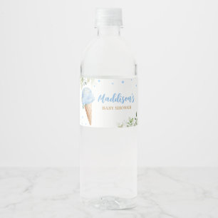 Blue Ice Cream Baby Shower Water Bottle Label