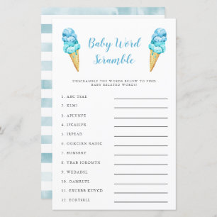 Blue Ice Cream Baby Word Scramble Game