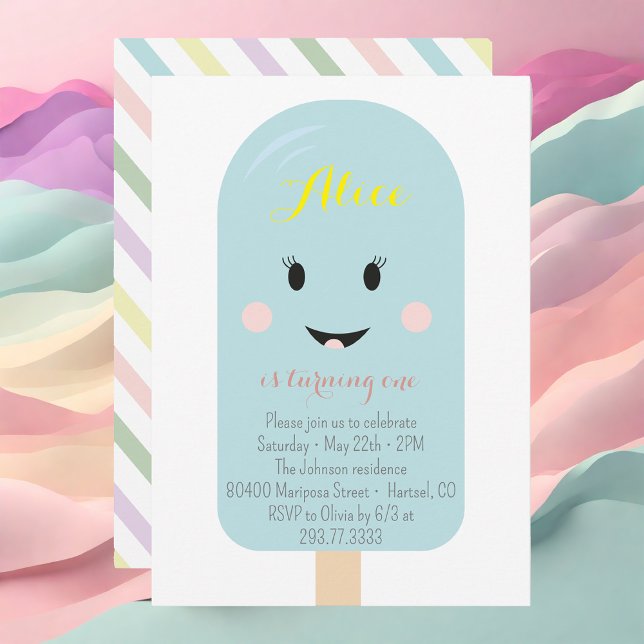 Blue Ice Cream Cone Scoop Birthday Party Invitation (Creator Uploaded)