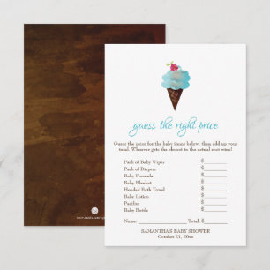 Blue Ice Cream Guess the Right Price Game Invitation