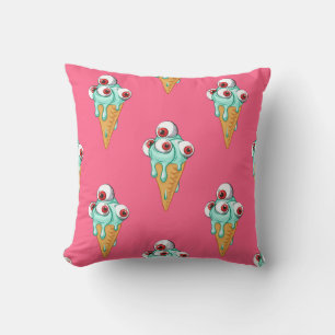 Blue Ice Cream Pink Background Cushion