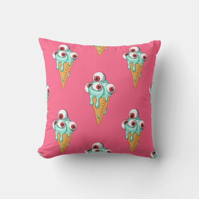 Blue Ice Cream Pink Background Cushion (Front)