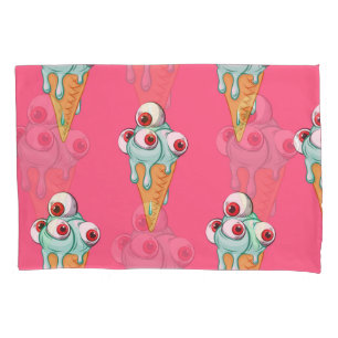 Blue Ice Cream Pink Background Pillowcase