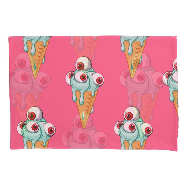 Blue Ice Cream Pink Background Pillowcase (Front)