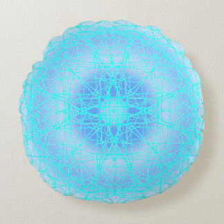 Blue Ice Cross Ball Round Cushion