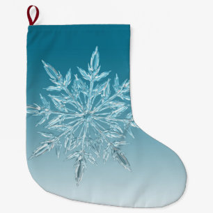 Blue Ice Crystal Large Christmas Stocking
