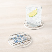 Blue Ice Crystal on Faux Weathered Wood Texture