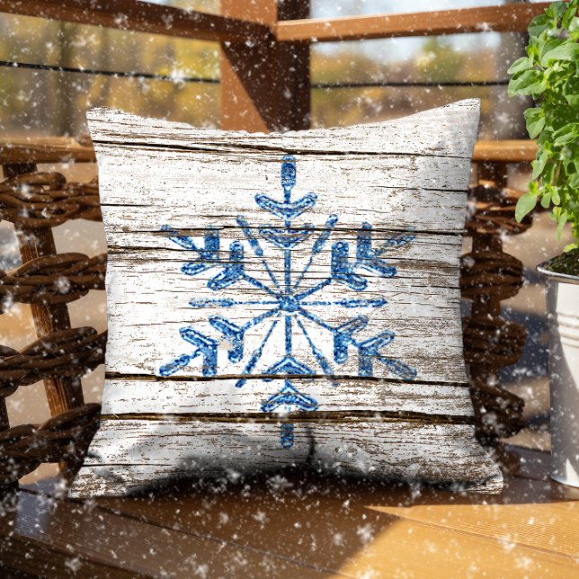 Blue Ice Crystal on Faux Weathered Wood Texture Cushion (Creator Uploaded)