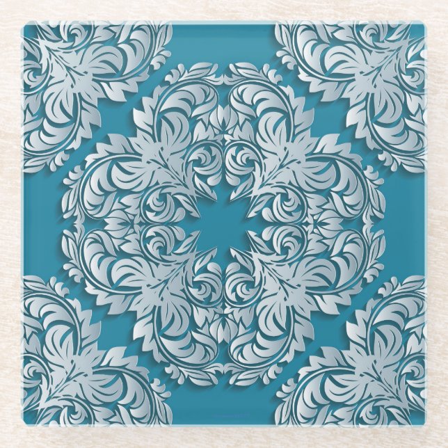 Blue Ice Design Glass Coaster (Front)