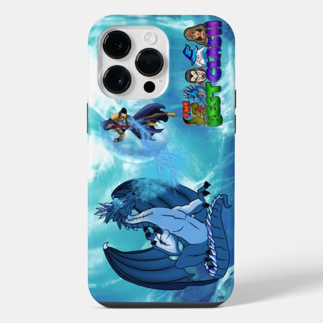Blue Ice Dragon & Magical Wizard in Dragons Domain iPhone Case (Back)