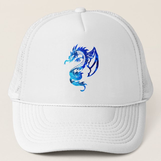 Blue Ice Dragon Tattoo Trucker Hat (Front)