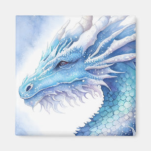 Blue Ice dragon watercolor design Magnet