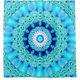 Blue Ice Glass, Abstract Beauty Aqua Lace Shower Curtain