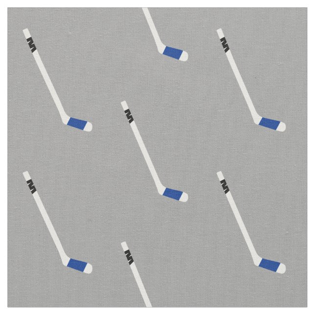 Blue Ice Hockey Stick Pattern Fabric (Close Up)