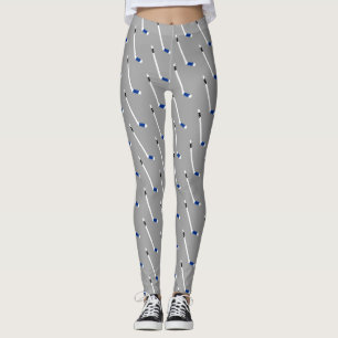 Blue Ice Hockey Stick Pattern Leggings