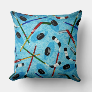 Blue Ice Hockey Theme Cushion