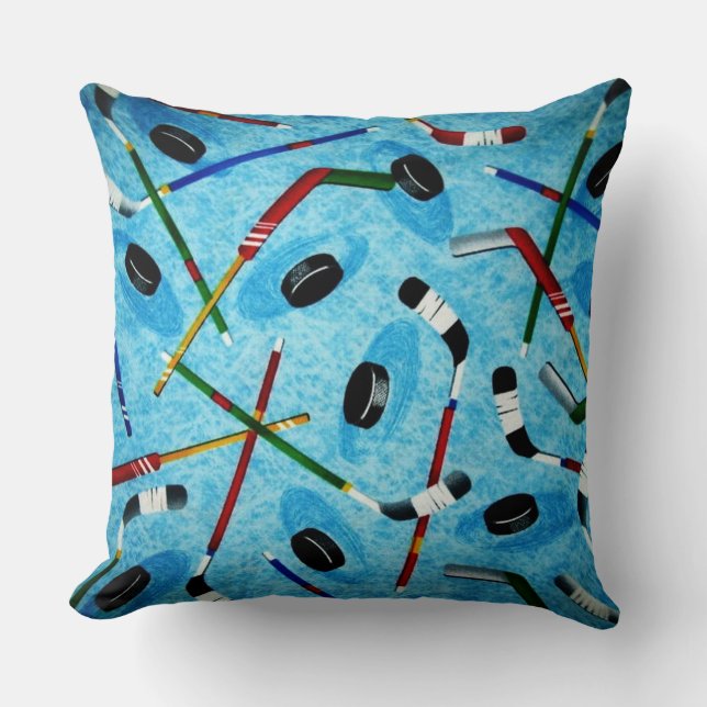 Blue Ice Hockey Theme Cushion (Front)