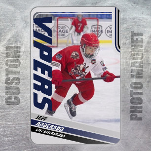Blue Ice Hockey Trading Card Magnet