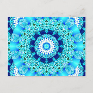 Blue Ice Lace Doily, Abstract Aqua Postcard
