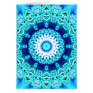 Blue Ice Lace Mandala, Abstract Cyan