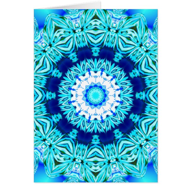 Blue Ice Lace Mandala, Abstract Cyan (Front)