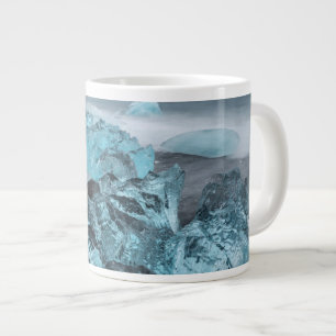 Blue ice on beach seascape, Iceland Large Coffee Mug