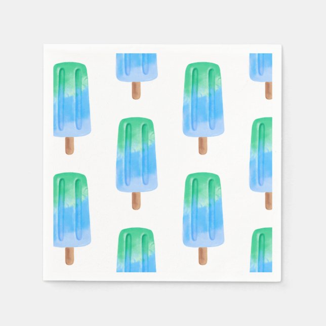 Blue Ice Pops Boy Birthday Napkin (Front)