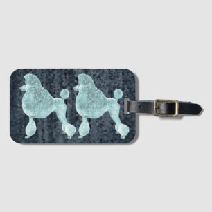 Blue Ice Posh Poodle Night Grey Luggage Tag