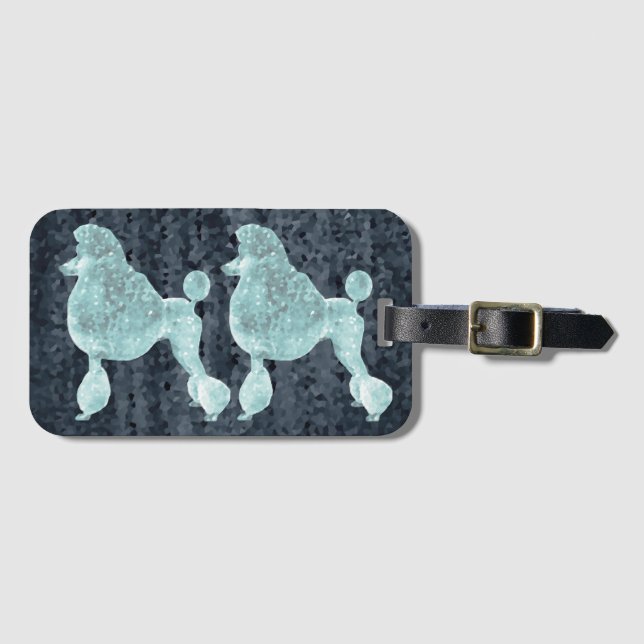 Blue Ice Posh Poodle Night Grey Luggage Tag (Front Horizontal)