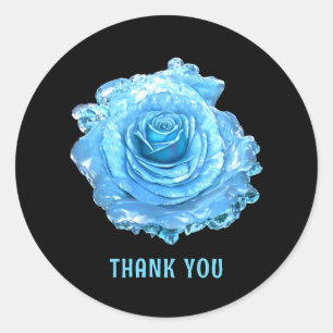 Blue Ice Rose Classic Round Sticker