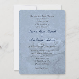 Blue Ice Rose Minimalist Wedding Invitation