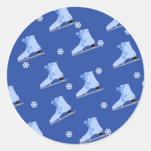 Blue Ice Skating Classic Round Sticker