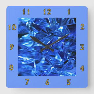 Blue ice square wall clock