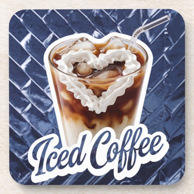 Blue Iced Coffee Coaster Set (Front)