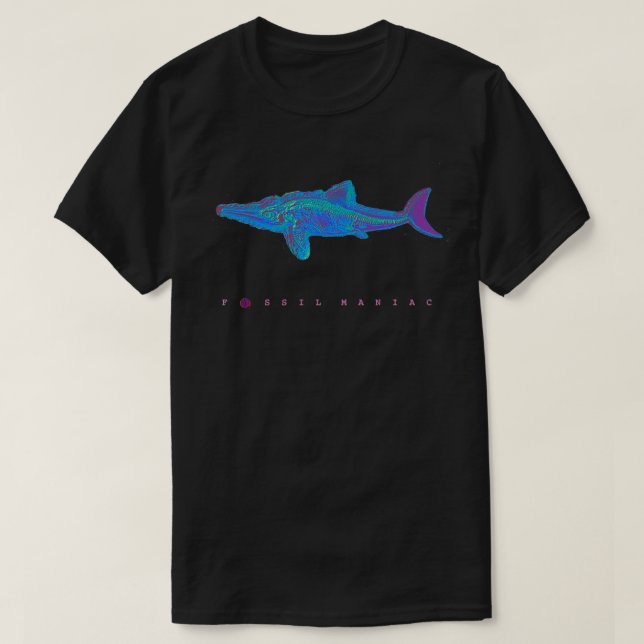 Blue Ichthyosaur Fossil T-Shirt (Design Front)