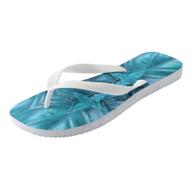 Blue Icing Abstract Flip Flops (Angled)