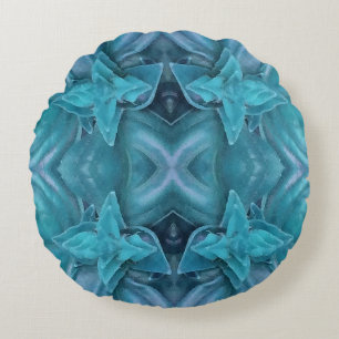 Blue Icing Abstract Round Cushion