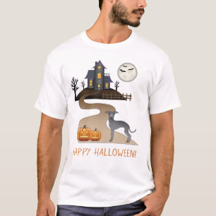 Blue Iggy Cute Dog And Halloween Haunted House T-Shirt