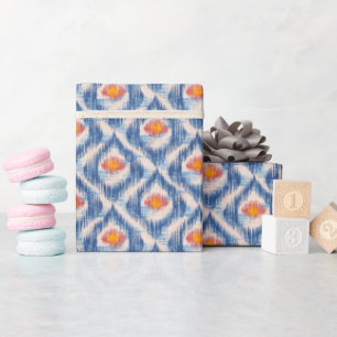 Blue ikat wrapping paper for Holidays