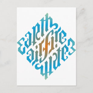 Blue Illuminati Elements Symbol Postcard